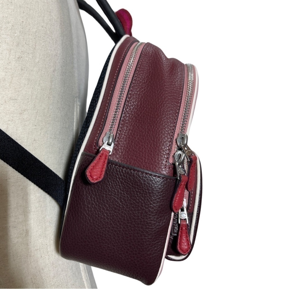 Coach โข Mini Court Backpack In Colorblock Ski Speed Graphic Powder Pink Multi - Picture 6 of 16